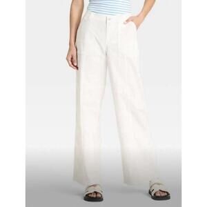 Wild Fable Women's High Rise Straight Relaxed Cargo Utility Pants Sz S Off White